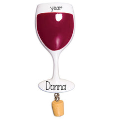 WINE GLASS WITH CORK HANGING / MY PERSONALIZED ORNAMENTS