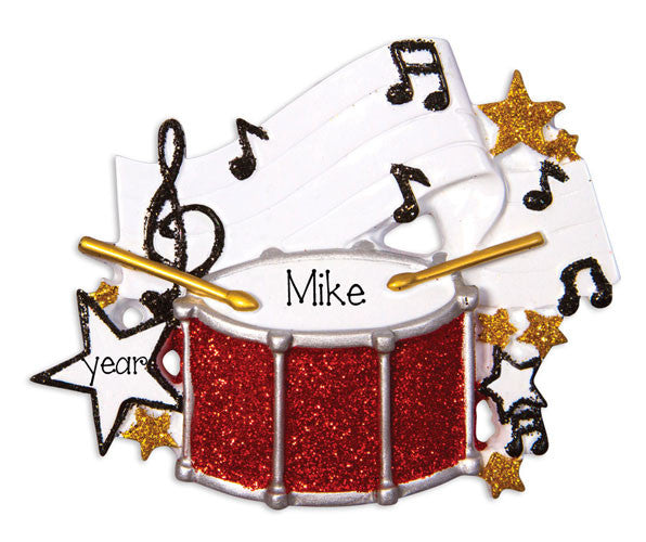 Single DRUM~Personalized Christmas Ornament