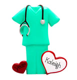 GREEN SCRUBS WITH STETHESCOPE / MY PERSONALIZED ORNAMENTS