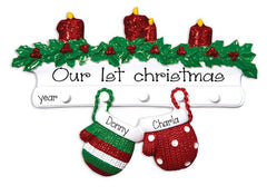 COUPLES HANGING MITTENS ORNAMENT / MY PERSONALIZED ORNAMENTS