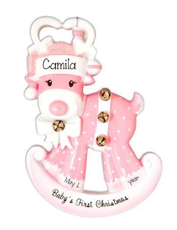 Baby Girls's 1st Christmas Rocking Reindeer - Personalized Ornament