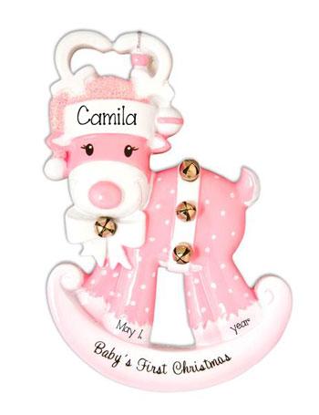 Baby Girls's 1st Christmas Rocking Reindeer - Personalized Ornament