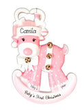 Baby Girl Rocking Reindeer Baby's 1st Christmas - Baby' first Christmas - Personalized Christmas Ornament
