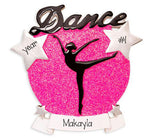 Dance silhouette of a woman with lots of pink glitter-Personalized Ornament