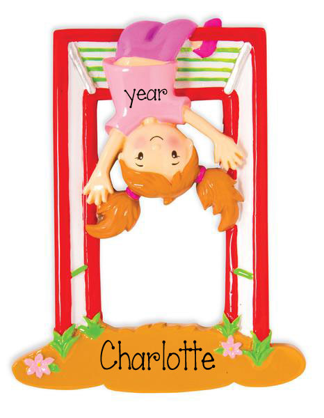 Girl Hanging on monkey Bars - Personalized Christmas Ornament