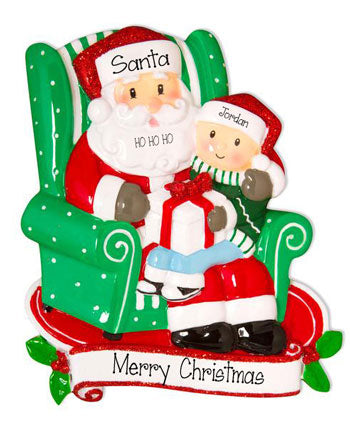 Sitting on Santa's Lap~Personalized Christmas Ornament