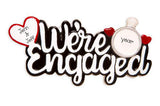 We're Engaged Red Trimmed Heart and an Engagement Ring - Personalized Christmas Ornament