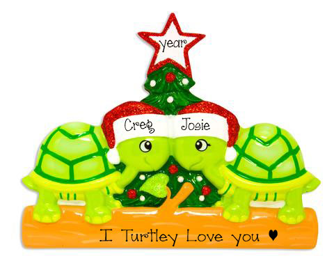Green Turtle Couple~Personalized Christmas Ornament
