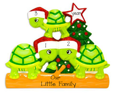 Family of 3 TURTLES~Personalized Christmas Ornament