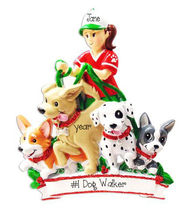 Female Dog Walker ~ Personalized Christmas Ornament