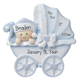 New baby carriage-baby boy's 1st christmas personalized ornaments