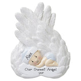 Memorial Baby Boy Wrapped in Glittered Wings-Personalized Ornament