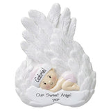 Memorial Baby Boy Wrapped in Glittered Wings-Personalized Ornament