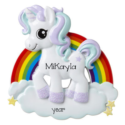 UNICORN with RAINBOW-Personalized Christmas Ornament
