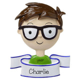 boy with glasses personalized ornament