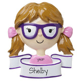 girl with glasses personalized ornament