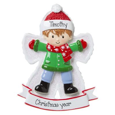Boy Snow Angel Personalized Christmas Ornament