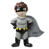 SUPER MAN OR SUPER HERO WITH BROWN HAIR PERSONALIZED ORNAMENT