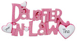 Our Daughter In Law Pink glittered ornament is the perfect gift for your bonus daughter. 