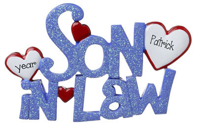 SON-IN-LAW Blue Glittered~Personalized Christmas Ornament