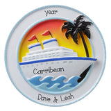 CRUISE SHIP with Palm Tree and Setting Sun- Personalized Ornament