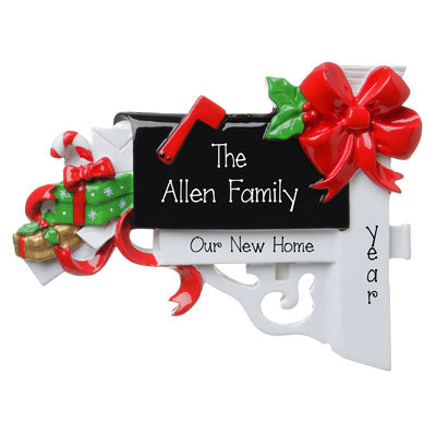 NEW HOME Black Mailbox~Personalized Christmas Ornament