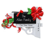 new home black mailbox with presents personalized ornament