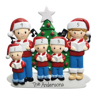 Caroling Family of 5-Personalized Ornament Personalized