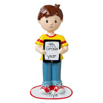 Little Boy with His Tablet-Personalized Ornament