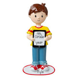 Little Boy Playing with his Tablet-Personalized Ornament