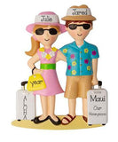 A Couple with suitcase and travel to Hawaii~Personalized Christmas Ornament