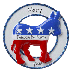 democrat donkey in red, white and blue personalized ornament