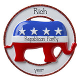 republican elephant in red, white and blue personalized ornament