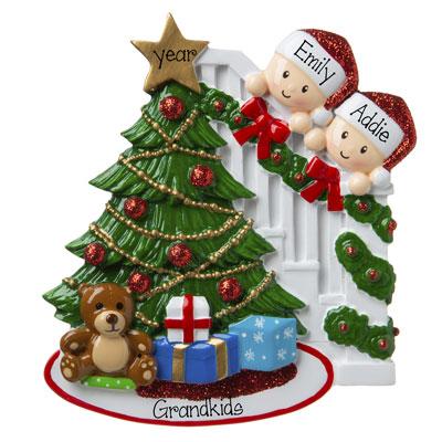 JANDEL Christmas House Family of 2-8 Personalized Christmas Tree Ornament  2021 Custom for Grandparents, Parents, Kids, Neighbors 