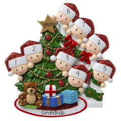 8 Grandkid-peeking at the Christmas Tree-Personalized Ornament
