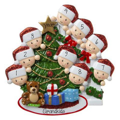 9 Grandkid-peeking at the Christmas Tree-Personalized Ornament