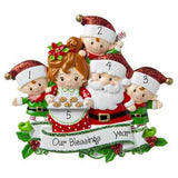 Grandpa & Grandma Claus with 3 Grandchild-Personalized Ornament