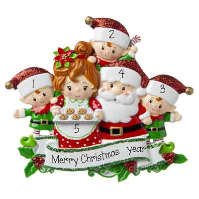 Mr. & Mrs. Claus~Family of 5-personalized Christmas Ornament