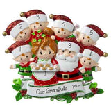 Grandpa & Grandma Claus w/ 6 Grandchild-Personalized Ornament