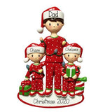 Christmas Morning Single Dad with 2 Kids-Personalized Ornaments