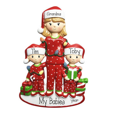 Grandma with 2 Grandkids-Personalized Ornaments