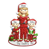 Christmas morning Single mom with 2 Kids-Personalized Ornaments