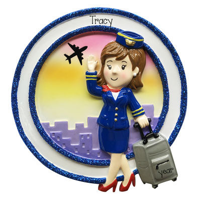 Female Flight Attendant-personalized ornament