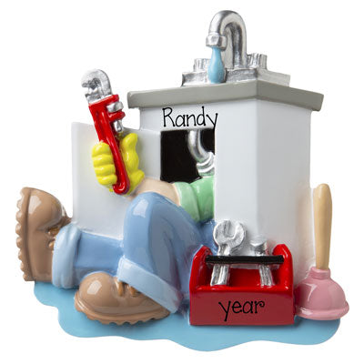 PLUMBER UNDER THE SINK PERSONALIZED CHRISTMAS ORNAMENT
