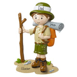Male Hiker with stick in hand personalized ornament