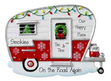 Personalized Red and White Camper Decorated in Christmas lights Ornament~Christmas Ornaments~Hand Personalized~Camping Ornament~Ornament
