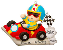 Red Race Car with a Driver-Personalized Ornament