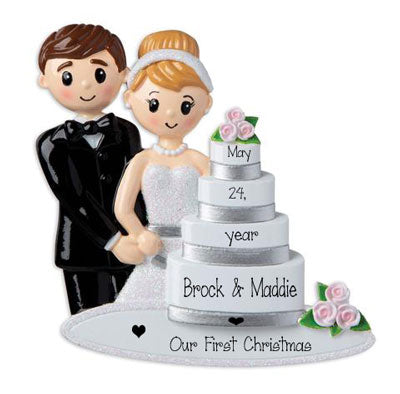 Married Couple and wedding Cake~Personalized Ornament