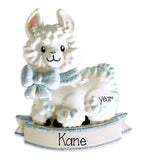 Baby Boy Blue Glitter Llama-Personalized Ornament