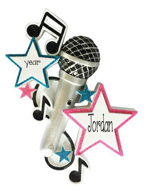 Microphone~Personalized Christmas Ornament